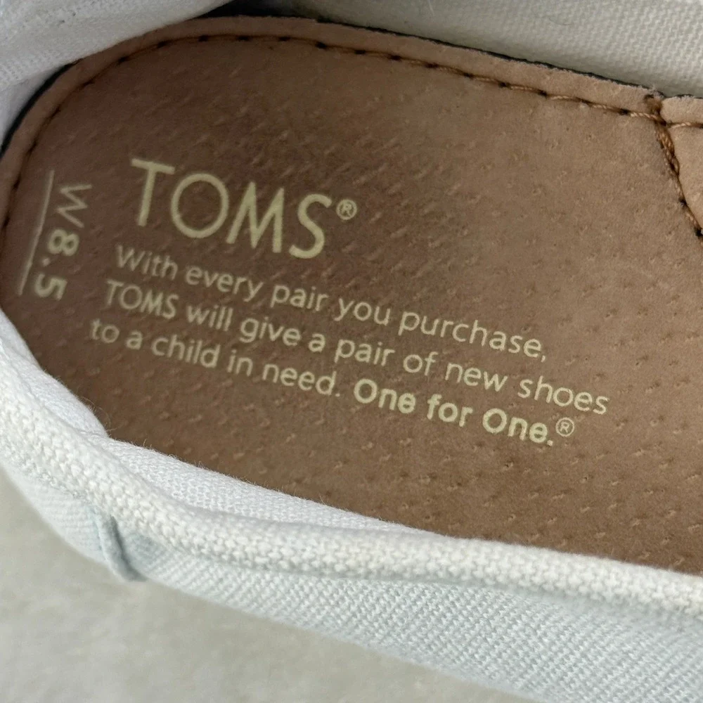 Toms Classic Alpargata Canvas Slip On Flat Shoe Women 8.5 White Comfy Minimalist